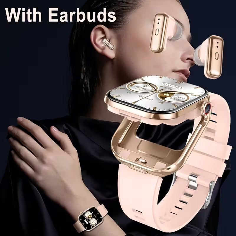 2-in-1 Smartwatch with Built-in Wireless Earbuds