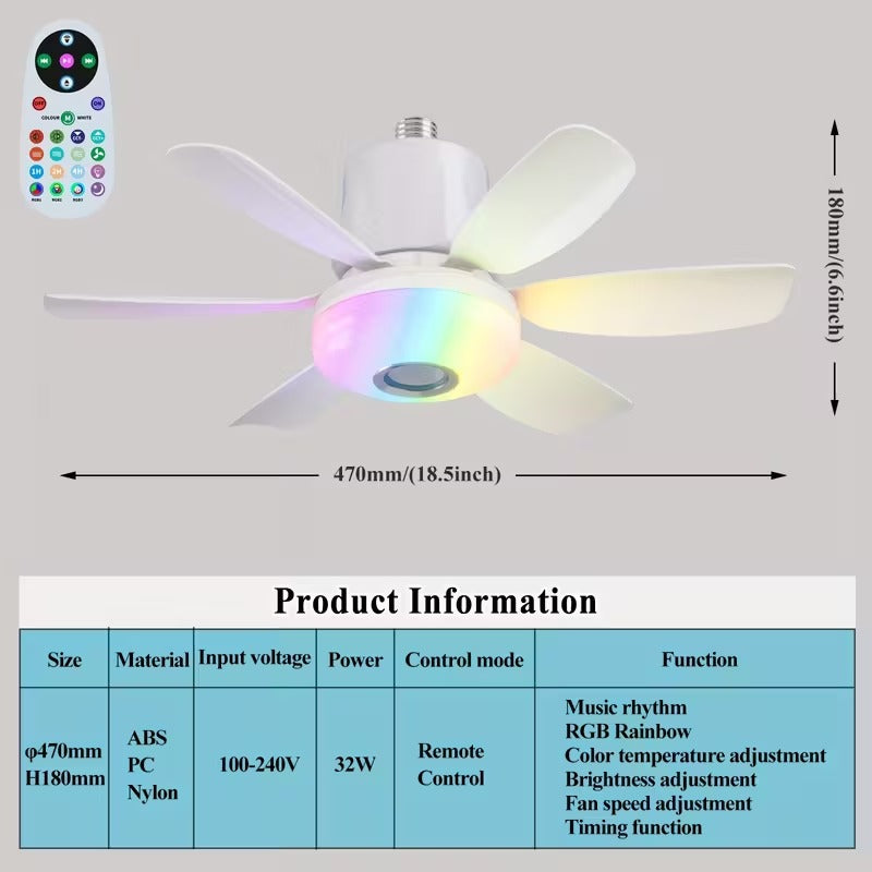 3-in-1 Smart Ceiling Fan with Light & Speaker