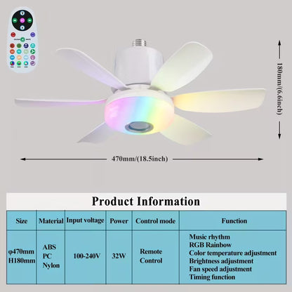 3-in-1 Smart Ceiling Fan with Light & Speaker