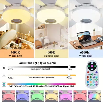 3-in-1 Smart Ceiling Fan with Light & Speaker